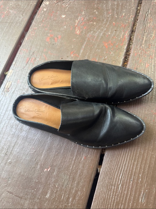 Universal Thread Shoes - Universal Thread Black Leather Slip-On Loafers with Stud Trim